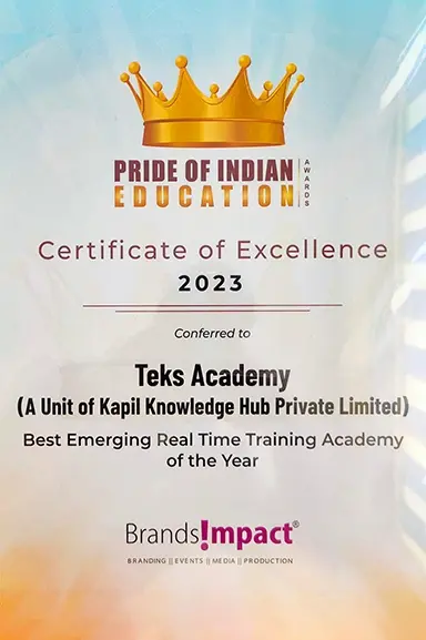 Best Emerging Real Time Training Academy - Pride of Indian Education 2023